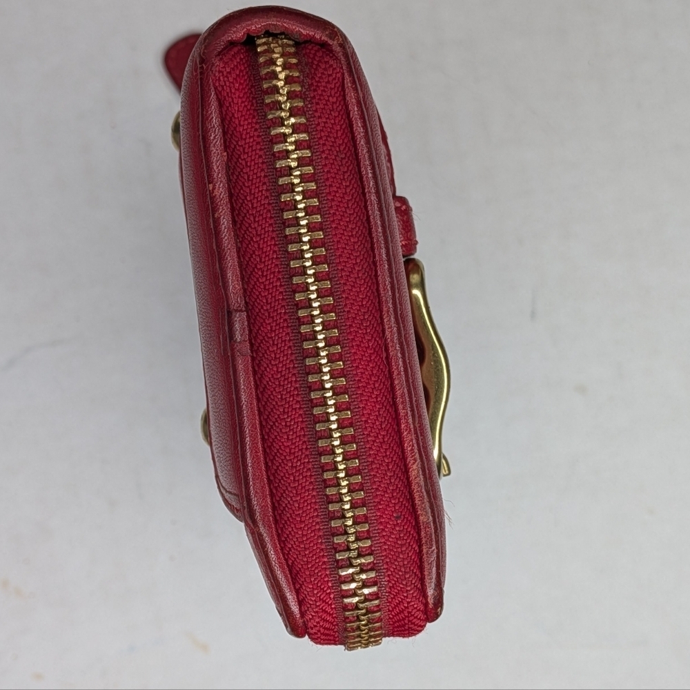 Coach Zoe Vintage Red Leather Zip Wallet Buckles Accordion Organizer EST 1941 - Picture 8 of 15